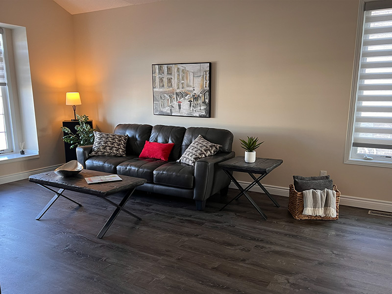 Prepared family home interior after downsizing and organizing support