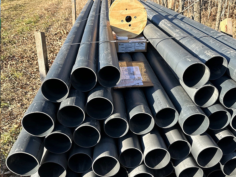 Utility conduit staged for underground service installation
